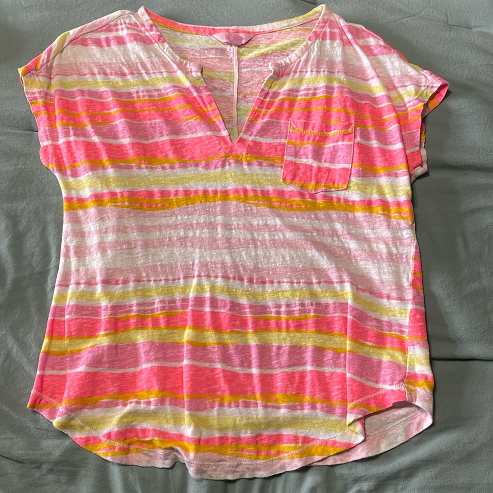 Lilly Pulitzer Striped V Neck Tee Shirt